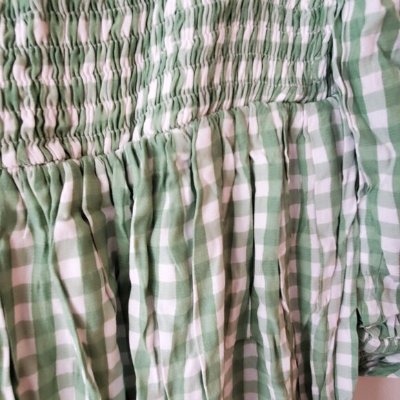 NWT Anthropologie Faithfull Lilou Smocked Maxi Dress Womens XS Green Gingham - Picture 3 of 7
